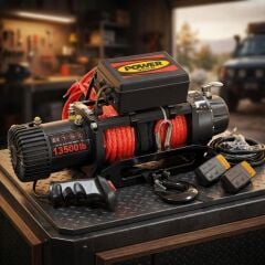 Power Winch 13500 lb Sentetik Kırmızı Halatlı Off-Road 4x4 Elektrikli Vinç 12V